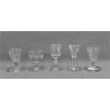 Collection of five 19th century firing glasses, tallest 10cm, (5)
