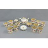 Nicholas Mosse table wares to include tea pot, milk jug, sugar bowl, seven cups, two saucers,