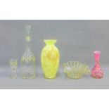 Mixed lot of glass to include a Venetian glass dish of square form, an opaque glass vase, small