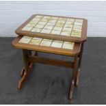 G Plan teak nest of two tile top tables, 46 x 52cm (2)