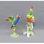 Two Parrot figures to include Sitzendorf Cockatoo and Italian pottery Parrot, tallest 33cm, (2)