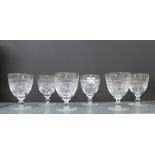 Set of six Edinburgh crystal knop stemmed glasses with star cut bases, (6)