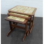 G-plan teak nest of three tile top tables, 46 x 53cm (3)