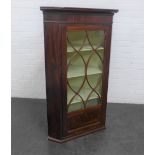 19th century mahogany hanging corner cupboard, 128 x 80cm