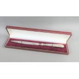 Sheffield silver handled paper knife, boxed