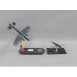 Vintage wooden model of a plane, together with another smaller, tallest 22cm, (2)