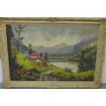E. Mols 'Austrian Landscape' Oil on canvas, signed, in an ornate giltwood frame, 90 x 60cm