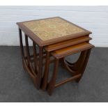 G-plan teak nest of three tables, the largest with tiled top 52 x 50cm (3)