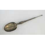 Edwardian silver anointing spoon, Elkington & Co, Birmingham 1906, 25cm long