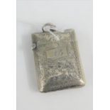 Victorian silver vesta case, Birmingham 1897, with foliate engraved pattern