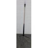 Retro ebonised wood and brass standard lamp, 141cm