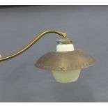 Vintage Danish wall light with brass arm and opaque glass shade, shade approx 48cm long