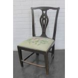 Country wood side chair with upholstered slip in seat, 96 x 52cm
