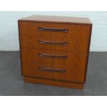 Retro G Plan Fresco range teak four drawer chest of drawers, 74 x 71cm