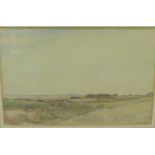 Oliver Hall R.A (1869-1957) 'New Biggen Bay' Watercolour with exhibitor label verso, signed, in a