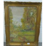 'Autumnal Woodland Scene' oil on canvas, apparently unsigned, in a glazed giltwood frame, 40 x 56cm