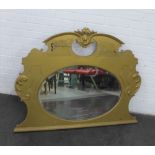 Rococo style overmantle with oval bevel edged plate, 100 x 132cm