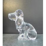Daum French art glass Dog with etched marks, 9.5cm high