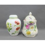 Portmeirion floral vase and cover, together with a Staffordshire jar and cover, (2)