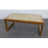 Retro teak coffee table with tiled top, 41 x 96cm