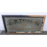 A large Victorian pub mirror ' J&R Tennent's India Pale Ale Wellpark Brewery' with foliate engraving