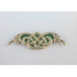 Alexander Ritchie green enamelled zoomorphic brooch, stamped AR Iona, 5.5cm long