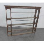 Oak wall hanging plate rack, 132 x 152cm