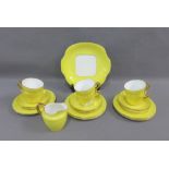 Yellow glazed six place bone china teaset