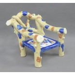 Miniature pottery Grotto style chair, 14cm high
