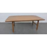 Retro teak low coffee table, 48 x 138cm