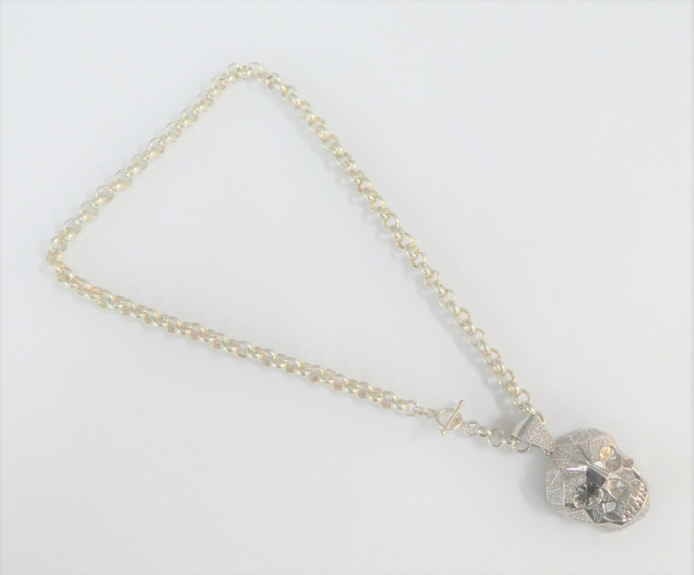 Silver 'Ice Man' skull pendant and chain by IceJewlz