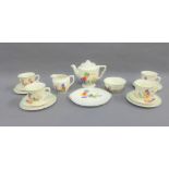 Early 20th century Staffordshire nursery teaset, comprising teapot, four cups, four saucers, four