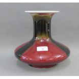 Chinese Jingdezhen red flambe glazed flared rim vase, 22cm high