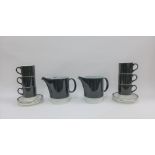 Poole pottery black and white glazed retro coffee set (14)