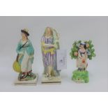 A group of three late 18th / early 19th century Staffordshire figures to include Shepherdess, etc