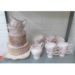 Tuscan bone china pink glaze twelve place teaset (42)