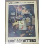 Kurt Schwitters, Tate Gallery coloured exhibition poster, framed, 50 x 70cm