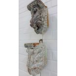 Pair of painted wooden wall brackets, 22cm long (2)