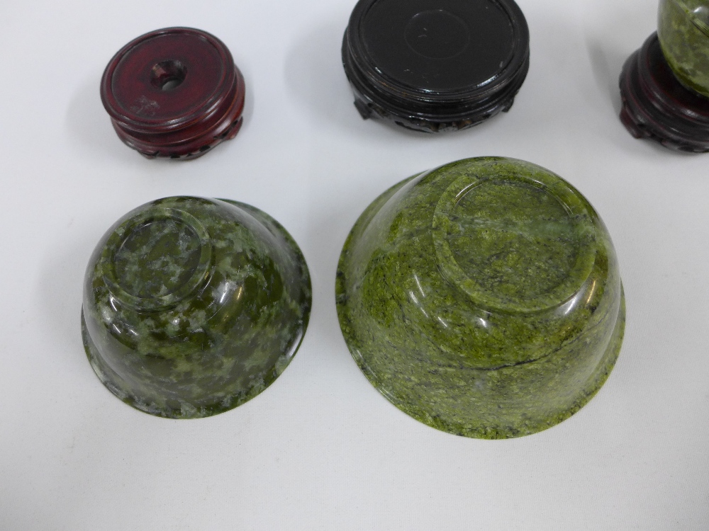 Three green jadeite bowls, largest 13 x 6cm (3) - Image 4 of 4
