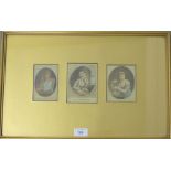 A group of three 18th century silk prints to include Poll of Plymouth and Angelica Kauffman, etc,