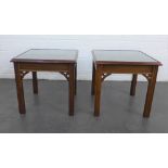 Pair of contemporary lamp / side tables with glass covers to the top, 52 x 52 x 49cm