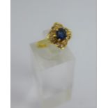 14 carat gold sapphire and diamond dress ring, UK ring size M