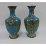 Pair of cloisonne baluster vases (one with a dent) 26cm high (2)