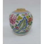Chinese floral patterned pottery jar, 9cm high