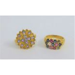 Two 9 carat gold gemset dress rings (2)