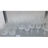 Quantity of crystal drinking glasses to include wine, tumblers, sherry etc, (21)