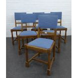 Set of six oak side chairs with upholstered backs and seat, 89 x 47cm (6)