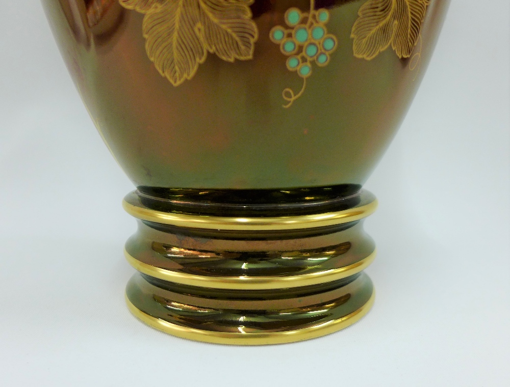 Carlton Ware Rouge Royale fruit and vine patterned vase, printed backstamps, 29cm high - Image 3 of 4