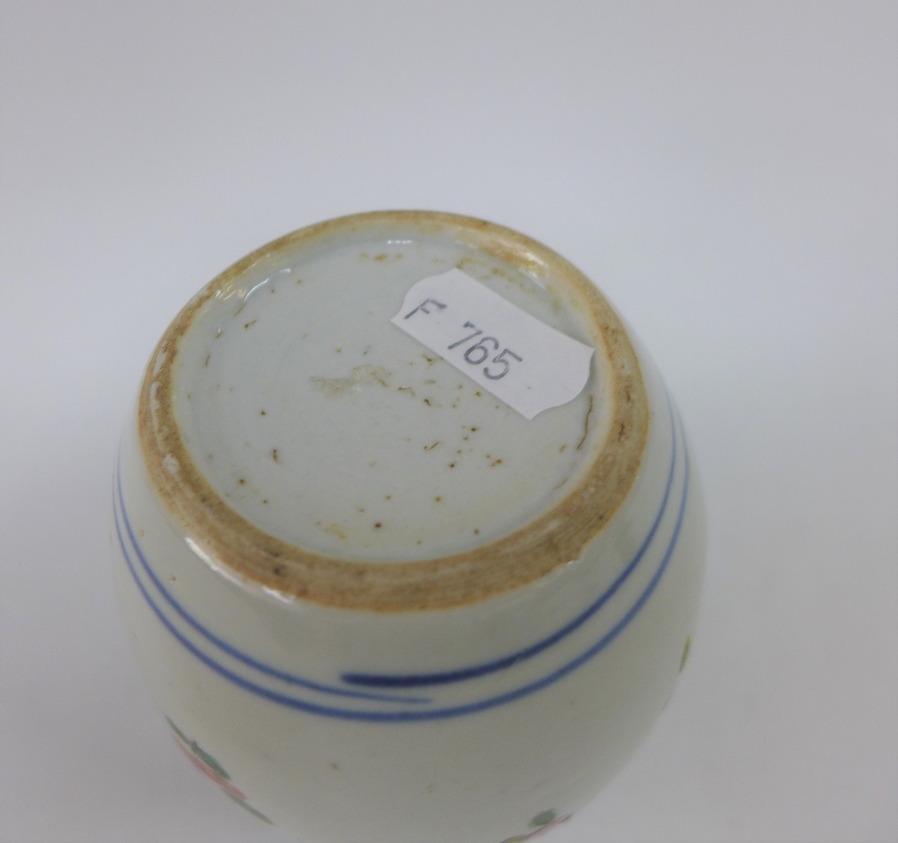 Chinese floral patterned pottery jar, 9cm high - Image 3 of 3