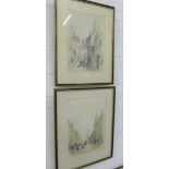 JD Swarbreck, a companion pair of Edinburgh prints to include High Street and High School Wynd, in